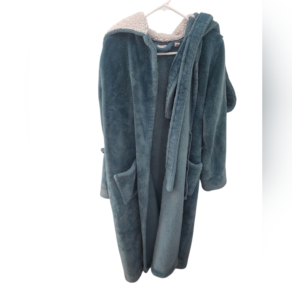 L.L. Bean Wicked Good Plush Robe Teal Good Condition - Picture 2 of 5